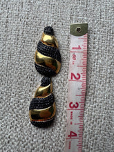 Load image into Gallery viewer, Vintage Gold Rhinestone Swirl Statement Earrings: 90s Bold Style
