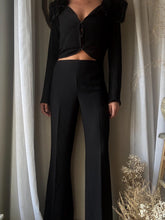 Load image into Gallery viewer, Vintage Deadstock Classic Black Wide Leg Trousers 34.5" Inseam
