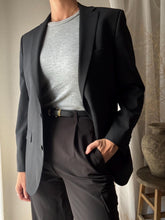 Load image into Gallery viewer, Classic Preloved Black Wool Blend Structured Oversized Boyfriend Blazer
