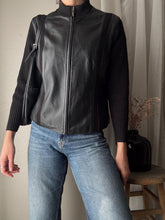 Load image into Gallery viewer, Vintage Black Leather and Knit Jacket
