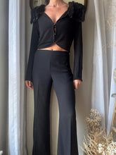 Load image into Gallery viewer, Vintage Deadstock Classic Black Wide Leg Trousers 34.5" Inseam
