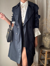 Load image into Gallery viewer, Vintage Oversized Navy Blue Double Breasted Trench Coat
