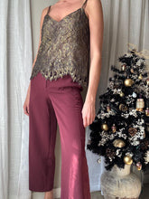 Load image into Gallery viewer, Vintage Burgundy Merlot Wide Leg Trousers 30" Inseam
