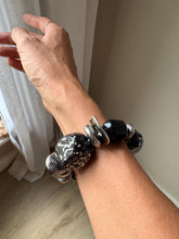 Load image into Gallery viewer, Vintage Black Silver Large Chunky Bead Bracelet
