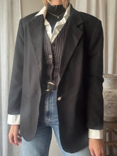 Load image into Gallery viewer, Vintage Classic Black Wool Oversized Boyfriend Blazer
