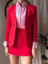 Load image into Gallery viewer, Vintage Linen Cotton Structured Red Blazer Slightly Padded Shoulders Petite
