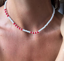 Load image into Gallery viewer, Vintage White and Red Beaded Necklace
