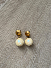 Load image into Gallery viewer, Vintage 90s Gold Pearl Drop Statement Earrings
