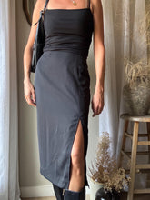Load image into Gallery viewer, Vintage Deadstock Classic Black Long Maxi Skirt with Front Slit and NWT Lined

