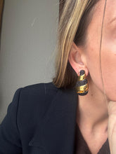 Load image into Gallery viewer, Vintage Gold Rhinestone Swirl Statement Earrings: 90s Bold Style
