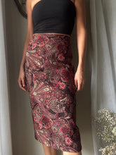 Load image into Gallery viewer, Vintage Burgundy Brown Paisley Pattern Long Skirt

