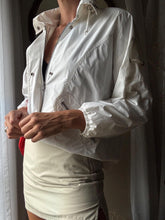 Load image into Gallery viewer, Vintage London Fog White Windbreaker Parka: High Neck, Concealable Hood
