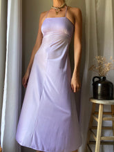 Load image into Gallery viewer, Vintage Lilac Purple Long Empire Waist Halter Dress Straight Neck Spaghetti Straps
