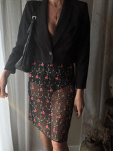 Load image into Gallery viewer, Beautiful Silk Vintage Upcycled Black Semi Sheer Floral  Maxi Skirt | Made in USA
