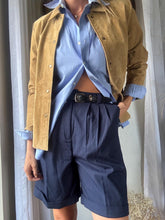 Load image into Gallery viewer, Vintage Deadstock Lightweight Dark Navy Blue Dad Bermuda Pleated Shorts NWT
