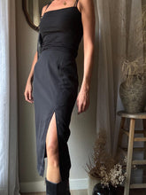 Load image into Gallery viewer, Vintage Deadstock Classic Black Long Maxi Skirt with Front Slit and NWT Lined
