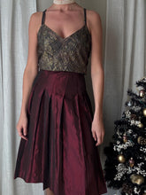Load image into Gallery viewer, Vintage Pleated Burgundy Merlot Midi Skirt Made in USA
