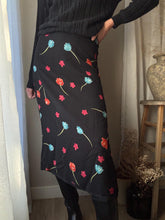 Load image into Gallery viewer, Vintage 90s 2000s  Black Bright Floral Maxi Skirt Lined
