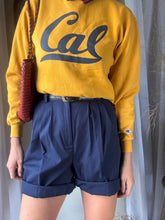 Load image into Gallery viewer, Vintage Deadstock Lightweight Dark Navy Blue Dad Bermuda Pleated Shorts NWT
