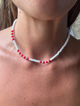 Load image into Gallery viewer, Vintage White and Red Beaded Necklace
