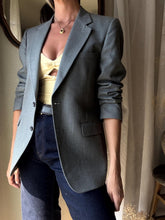 Load image into Gallery viewer, Vintage Halston Oversized Light Grey Wool Blazer Structured Shoulders
