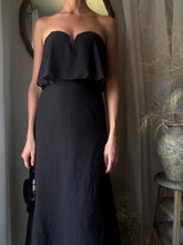 Load image into Gallery viewer, Vintage Black Chiffon Strapless Evening Gown with Train
