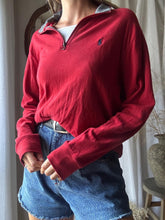 Load image into Gallery viewer, Vintage Ralph Lauren Polo Red Oversized Henley Quarter Zip Pullover Sweater
