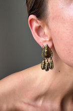 Load image into Gallery viewer, Vintage 90s Hammered Bronzed Drop Statement Earrings
