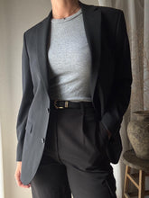 Load image into Gallery viewer, Classic Preloved Black Wool Blend Structured Oversized Boyfriend Blazer
