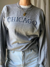 Load image into Gallery viewer, Vintage Grey Sweatshirt with Blue White Chicago Graphic

