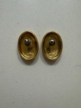 Load image into Gallery viewer, Vintage 80s 90s Gold Oval Stud Earrings: 90s Statement Jewelry
