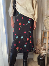 Load image into Gallery viewer, Vintage 90s 2000s  Black Bright Floral Maxi Skirt Lined

