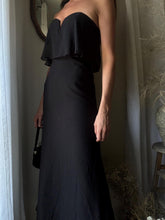 Load image into Gallery viewer, Vintage Black Chiffon Strapless Evening Gown with Train
