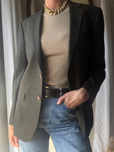 Load image into Gallery viewer, Vintage Dark Olive Brown Wool Blazer Structured Shoulders
