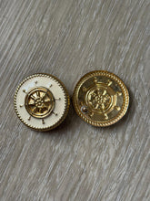 Load image into Gallery viewer, Vintage 80s 90s Large Nautical Cream Gold Ship Wheel Circle Statement Earrings
