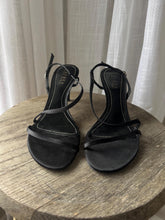 Load image into Gallery viewer, Vintage Ralph Lauren Black Leather Satin Strappy Sandals 8
