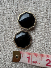 Load image into Gallery viewer, Vintage Gold Black Enamel Hexagon Stud Earrings
