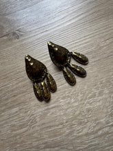 Load image into Gallery viewer, Vintage 90s Hammered Bronzed Drop Statement Earrings
