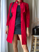 Load image into Gallery viewer, Vintage Red Coat Dress: Fitted Mandarin Collar, Made in USA
