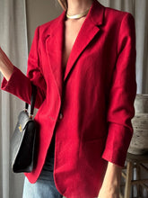 Load image into Gallery viewer, Vintage Pure Wool Dark Red Oversized Blazer Structured Shoulders
