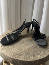 Load image into Gallery viewer, Vintage Ralph Lauren Black Leather Satin Strappy Sandals 8
