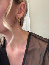 Load image into Gallery viewer, Vintage 80s 90s Gold Lace Hoop Earrings
