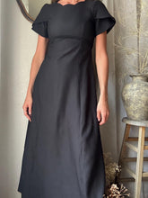 Load image into Gallery viewer, Vintage Black Empire Waist Short Sleeve Long Dress Made in USA
