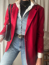Load image into Gallery viewer, Vintage Pure Wool Dark Red Oversized Blazer Structured Shoulders
