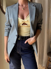 Load image into Gallery viewer, Vintage Halston Oversized Light Grey Wool Blazer Structured Shoulders
