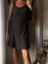 Load image into Gallery viewer, Vintage Silk 90s Black White Polka Dot Dress Petite Lined
