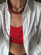 Load image into Gallery viewer, Vintage Large Black Red Chunky Beaded Necklace
