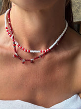 Load image into Gallery viewer, Vintage White and Red Beaded Necklace
