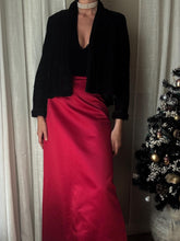 Load image into Gallery viewer, Vintage Dark Merlot Red Satin Long Maxi Skirt
