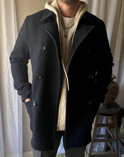 Load image into Gallery viewer, Vintage Wool Mens Double Breasted Collared Peacoat Cotton Lining
